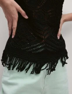 Pure Cotton Textured Slim Fit Knitted Top -M&S pure cotton textured slim fit knitted top 16