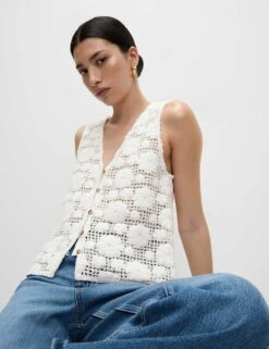 Pure Cotton Textured Vest -M&S pure cotton textured vest 9