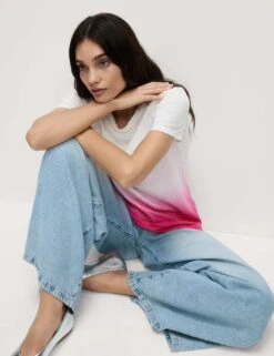 Pure Cotton Tie Dye Ombre Tee -M&S pure cotton tie dye ombre tee 11