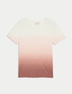 Pure Cotton Tie Dye Ombre Tee -M&S pure cotton tie dye ombre tee 12