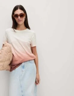 Pure Cotton Tie Dye Ombre Tee -M&S pure cotton tie dye ombre tee 13