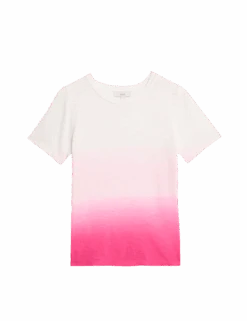 Pure Cotton Tie Dye Ombre Tee -M&S pure cotton tie dye ombre tee