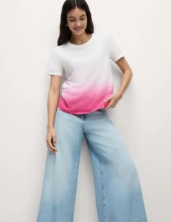 Pure Cotton Tie Dye Ombre Tee -M&S pure cotton tie dye ombre tee 7