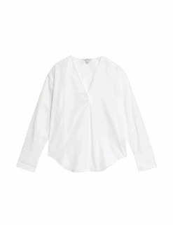 Pure Cotton V-Neck Shirt 19 Pure Cotton V-Neck Shirt -M&S pure cotton v neck shirt