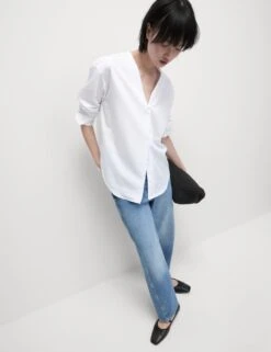 Pure Cotton V-Neck Shirt 18 Pure Cotton V-Neck Shirt -M&S pure cotton v neck shirt 5