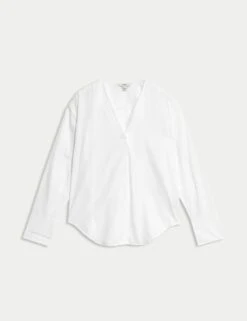 Pure Cotton V-Neck Shirt 23 Pure Cotton V-Neck Shirt -M&S pure cotton v neck shirt 9