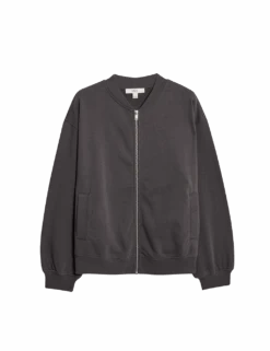 Pure Cotton Zip Through Sweatshirt -M&S pure cotton zip through sweatshirt 1