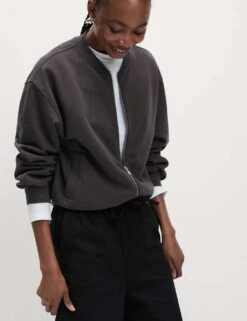 Pure Cotton Zip Through Sweatshirt -M&S pure cotton zip through sweatshirt 16