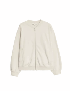 Pure Cotton Zip Through Sweatshirt -M&S pure cotton zip through sweatshirt