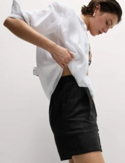 Pure Linen High Waisted Shorts 16 Pure Linen High Waisted Shorts -M&S pure linen high waisted shorts 5