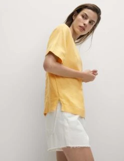 Pure Linen Relaxed T-Shirt 33 Pure Linen Relaxed T-Shirt -M&S pure linen relaxed t shirt 11