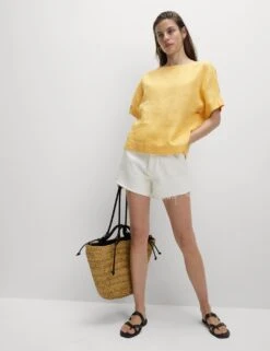 Pure Linen Relaxed T-Shirt 34 Pure Linen Relaxed T-Shirt -M&S pure linen relaxed t shirt 12