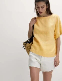 Pure Linen Relaxed T-Shirt 37 Pure Linen Relaxed T-Shirt -M&S pure linen relaxed t shirt 15