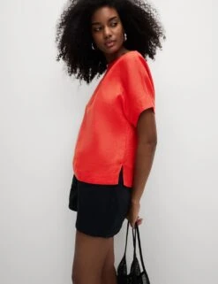 Pure Linen Relaxed T-Shirt 27 Pure Linen Relaxed T-Shirt -M&S pure linen relaxed t shirt 6