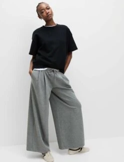 Super Wide Leg Palazzo Joggers -M&S pure linen straight leg trousers