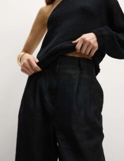 Pure Linen Tapered Trousers -M&S pure linen tapered trousers 11