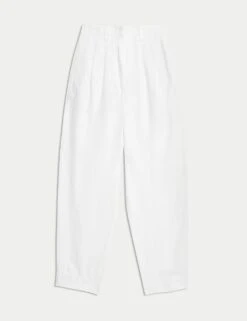 Pure Linen Tapered Trousers -M&S pure linen tapered trousers 14