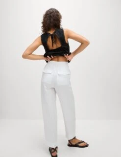 Pure Linen Tapered Trousers -M&S pure linen tapered trousers 16