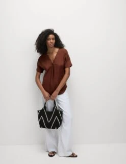 Pure Linen V-Neck Relaxed Popover Blouse -M&S pure linen v neck relaxed popover blouse 6