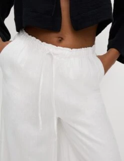 Pure Linen Palazzo Trousers -M&S pure linen wide leg trousers 12