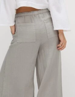 Pure Linen Palazzo Trousers -M&S pure linen wide leg trousers 6