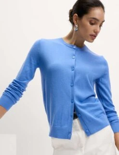 Pure Merino Wool Crew Neck Cardigan -M&S pure merino wool crew neck cardigan 8