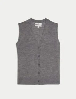 Pure Merino Wool Knitted Waistcoat -M&S pure merino wool knitted waistcoat 14