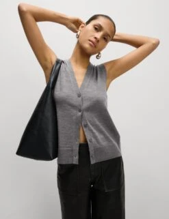 Pure Merino Wool Knitted Waistcoat -M&S pure merino wool knitted waistcoat 15