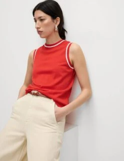 Pure Merino Wool Tipped Detail Knitted Vest -M&S pure merino wool tipped detail knitted vest 15