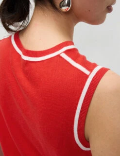 Pure Merino Wool Tipped Detail Knitted Vest -M&S pure merino wool tipped detail knitted vest 16