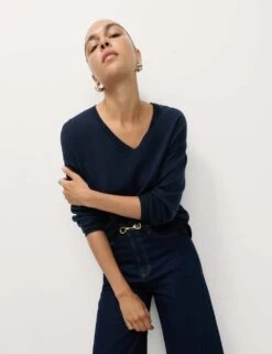 Pure Merino Wool V-Neck Jumper -M&S pure merino wool v neck jumper 16