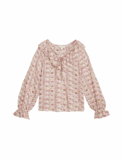 Pure Modal Floral Ruffle Blouse 20 Pure Modal Floral Ruffle Blouse -M&S pure modal floral ruffle blouse