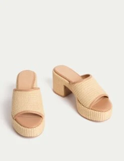 Raffia Woven Platform Peep Toe Mules -M&S raffia woven platform peep toe mules 3