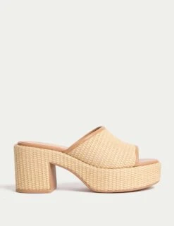 Raffia Woven Platform Peep Toe Mules -M&S raffia woven platform peep toe mules 4