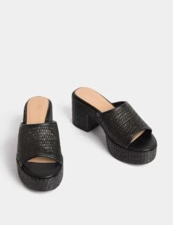 Raffia Woven Platform Peep Toe Mules -M&S raffia woven platform peep toe mules 6