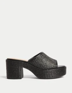 Raffia Woven Platform Peep Toe Mules -M&S raffia woven platform peep toe mules 7