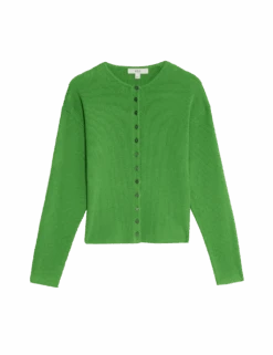 Ribbed Crew Neck Cardigan -M&S ribbed crew neck cardigan 1