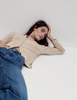 Ribbed Crew Neck Cardigan -M&S ribbed crew neck cardigan 10