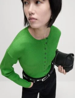 Ribbed Crew Neck Cardigan -M&S ribbed crew neck cardigan 16