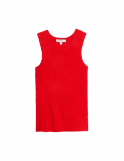 Ribbed Crew Neck Fitted Knitted Vest -M&S ribbed crew neck fitted knitted vest 1