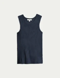 Ribbed Crew Neck Fitted Knitted Vest -M&S ribbed crew neck fitted knitted vest 13