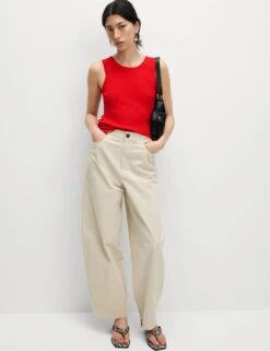 Ribbed Crew Neck Fitted Knitted Vest -M&S ribbed crew neck fitted knitted vest 16