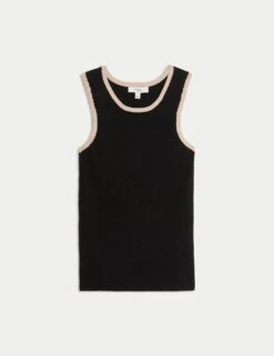 Ribbed Fitted Tipped Detail Vest -M&S ribbed fitted tipped detail vest 11