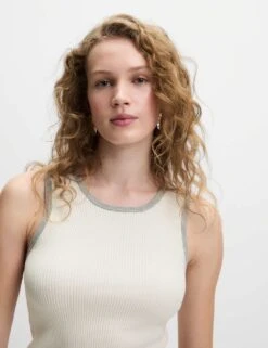 Ribbed Fitted Tipped Detail Vest -M&S ribbed fitted tipped detail vest 12