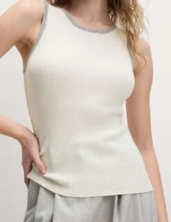 Ribbed Fitted Tipped Detail Vest -M&S ribbed fitted tipped detail vest 13