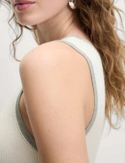 Ribbed Fitted Tipped Detail Vest -M&S ribbed fitted tipped detail vest 14