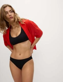 Ribbed High Leg Bikini Bottoms -M&S ribbed high leg bikini bottoms 12