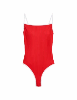 Ribbed Tipped Detail Square Neck Swimsuit 36 Ribbed Tipped Detail Square Neck Swimsuit -M&S ribbed tipped detail square neck swimsuit 1