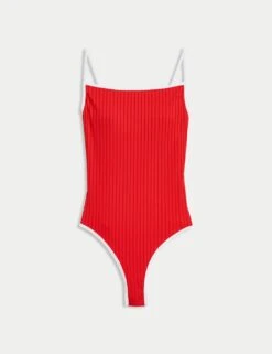 Ribbed Tipped Detail Square Neck Swimsuit 35 Ribbed Tipped Detail Square Neck Swimsuit -M&S ribbed tipped detail square neck swimsuit 12