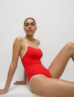 Ribbed Tipped Detail Square Neck Swimsuit 37 Ribbed Tipped Detail Square Neck Swimsuit -M&S ribbed tipped detail square neck swimsuit 13